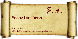 Preszler Anna névjegykártya